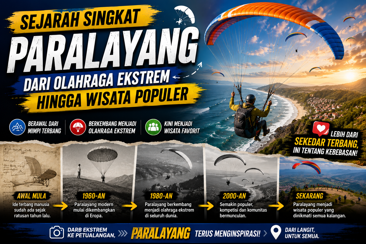 Sejarah Singkat Paralayang: Dari Olahraga Ekstrem hingga Wisata Populer